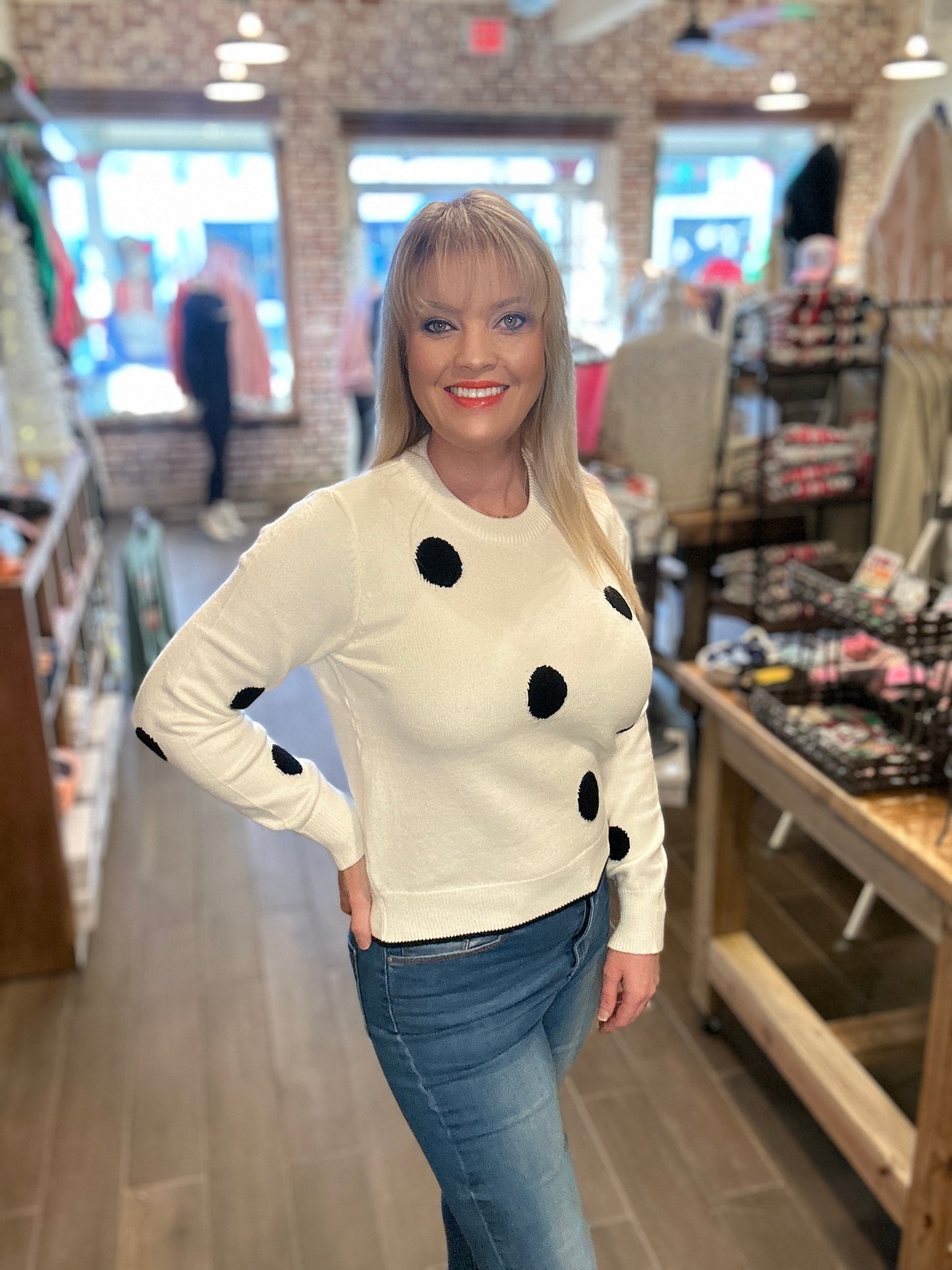 Ivory Polka Dot Sweater