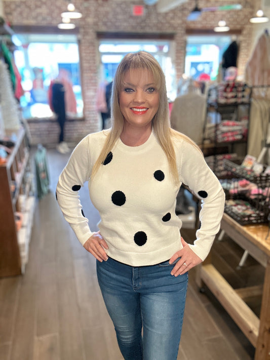 Ivory Polka Dot Sweater