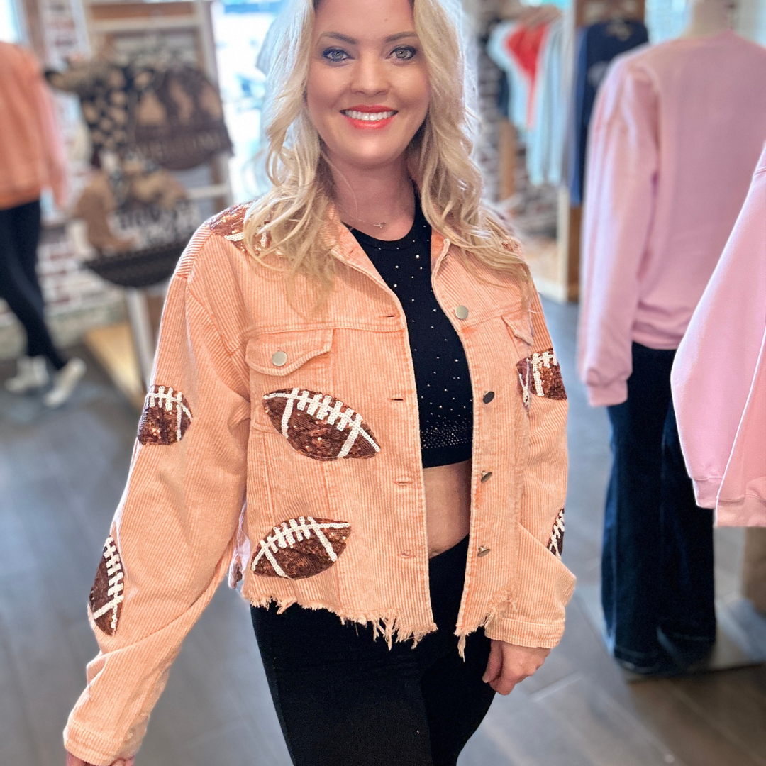 Shine Bright Sequin Football Jacket