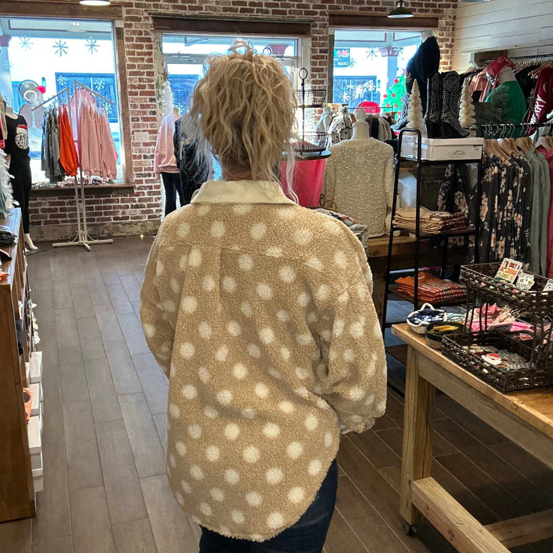 Polka Dot Fleece Sweater Jacket