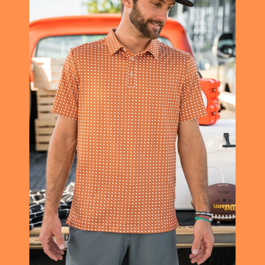 Burlebo Performance Polo - Texas Orange & White