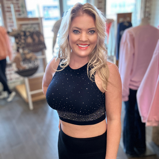 Star of The Show Rhinestone Crop Top