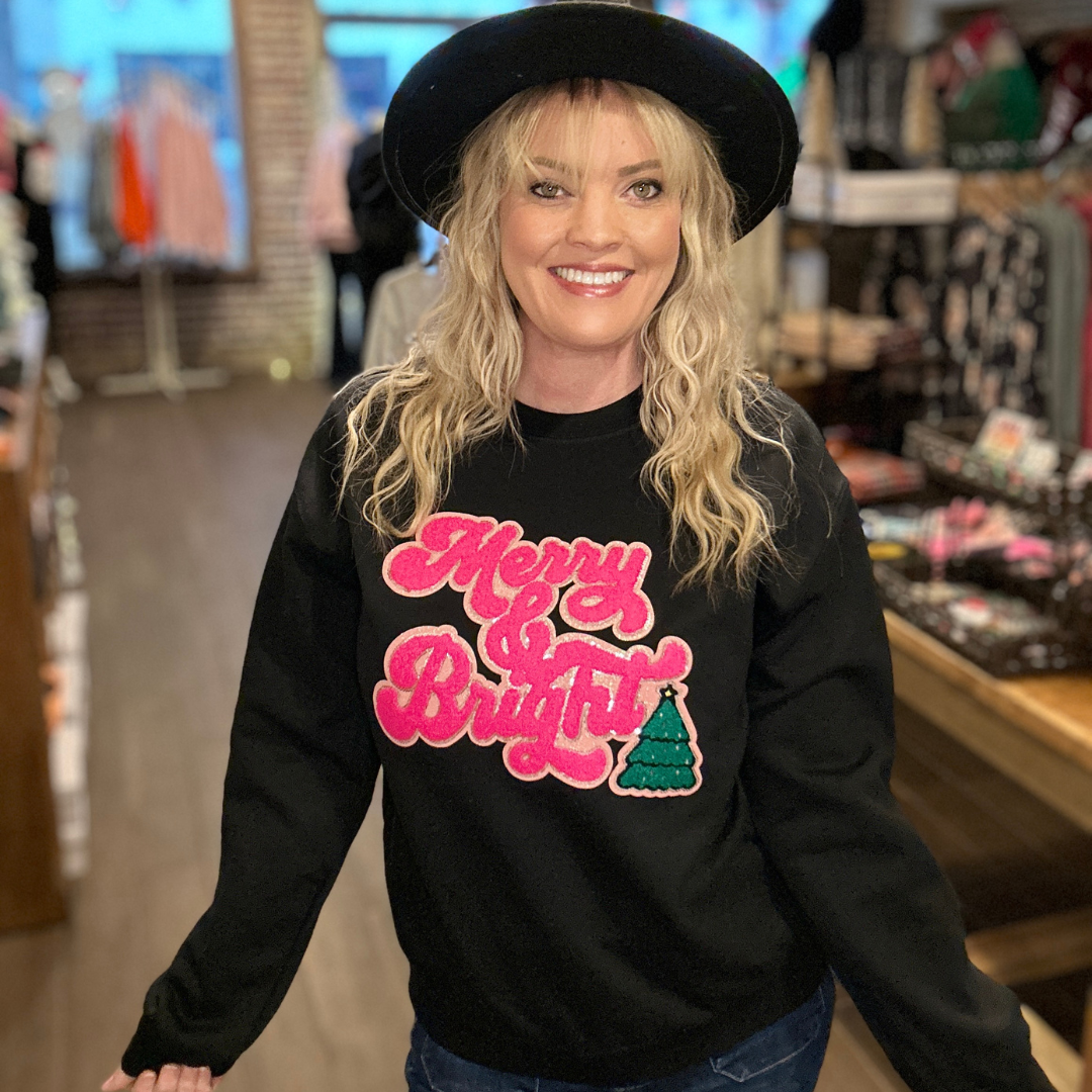 Hot Pink Merry & Bright Sweatshirt